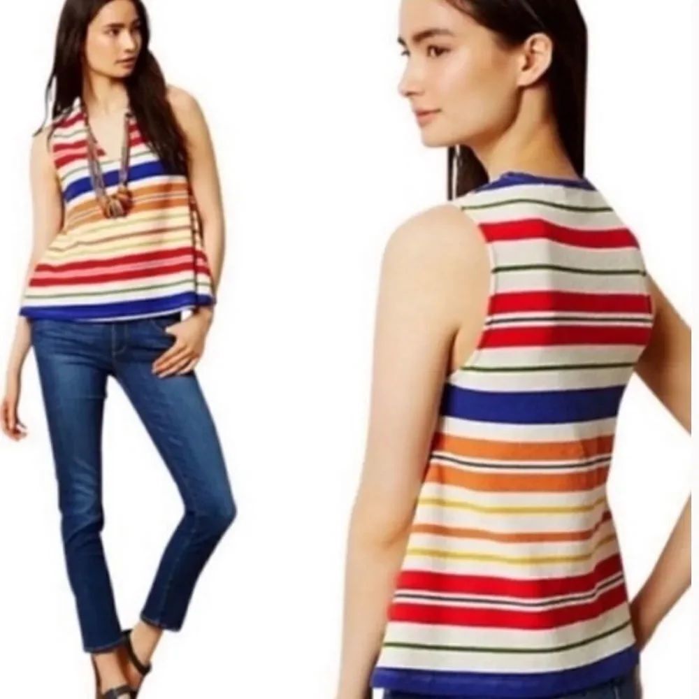 Anthro postmark Monterey striped swing tank xsmall